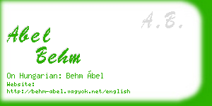 abel behm business card